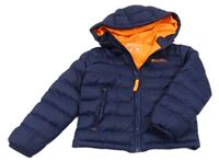 Tmavomodrá šusťáková zateplená bunda s logem a kapucí Mountain Warehouse