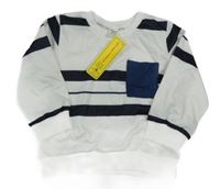 Nové - bielo-čierna pruhovaná mikina s vreckom shein