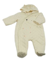 Smotanová prešívaná tepláková kombinéza s medvěďom a kapucňou Mothercare