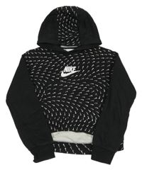 Černá vzorovaná mikina s logy a kapucí Nike