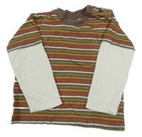 Hnedo-farebné pruhované tričko s bielymi rukávy George