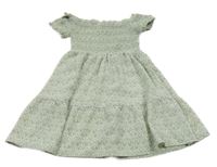 Zeleno-bílé květované lehké šaty New Look