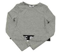 Šedé crop žebrované triko s nápisem Primark