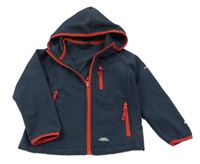 Tmavomodrá sofhshellová bunda s červeným lemem a kapucí Trespass