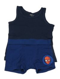 2 set - tmavomodrý nátělník + tmavomodré boxerky se Spidermanem 