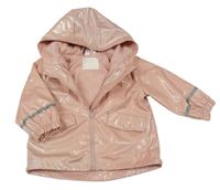 Růžová třpytivá jarní nepromokavá bunda s kapucí Ergee