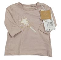 Nové - svetloružové tričko s kouzelnou hůlkou Name it