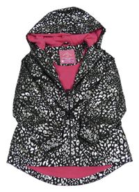 Černo-stříbrná vzorovaná šusťáková jarní parka s kapucí George