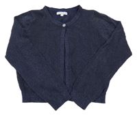 Tmavomodrý trblietavý ľahký prepínaci crop sveter Bluezoo