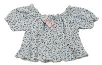 Bielo-modré kvetované crop tričko Matalan