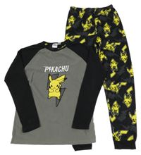 Čierno-sivé fleecové pyžama s Pikachuem Primark