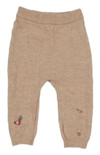 Ružové pletené tepláky s kvetmi zn. George