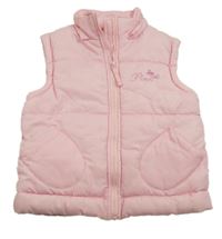 Ružová šušťáková zateplená vesta s nápisom Topolino