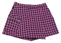 Růžovo-černé vzorované sukňové kraťasy Dunnes Stores