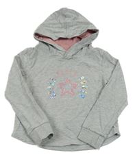 Svetlosivá melírovaná mikina s hviezdou a kapucňou Alive