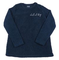 Tmavomodrá huňatá mikina s nápisom Primark