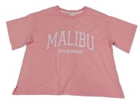 Růžové crop tričko s nápisem Next