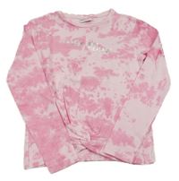 Ružové batikované tričko s nápisom