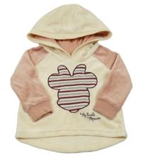 Smetanovo-ružová plyšová mikina s Minnie a kapucňou Disney