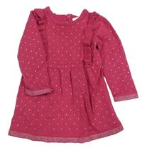 Fuchsioavé bodkovaná é svetrové šaty s volánikmi Primark