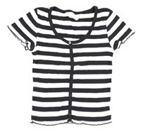 Bielo-antracitové pruhované rebrované crop tričko H&M