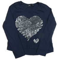 Tmavomodré crop triko se srdíčky BPC