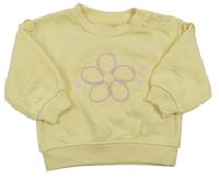 Svetložltá mikina s květem Primark