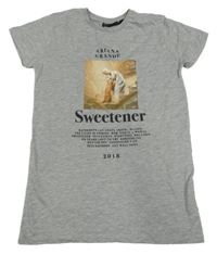 Sivé tričko s nápismi a potiskem - Ariana Grande Primark