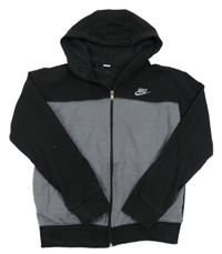 Černo-šedá propínací mikina s kapucí Nike 