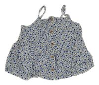 Smetanovo-modrý kvetovaný prepínaci crop top H&M