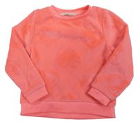 Neónově ružová plyšová mikina so srdiečkami H&M