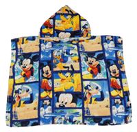 Modro-barevné froté osuškové pončo s kapucí - Mickey 