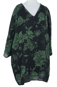 Dámská černo-khaki květovaná halenková tunika Capsule 