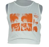 Dámsky biely crop top s potlačou Shein
