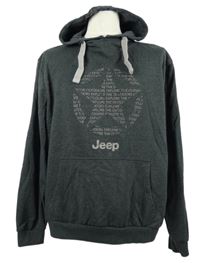 Pánská tmavošedá mikina s potiskem a kapucí Jeep 