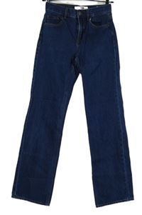 Dámské tmavomodré široké rifle Stradivarius