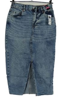 Nové - Dámská modrá riflová midi pouzdrová sukně Dunnes 