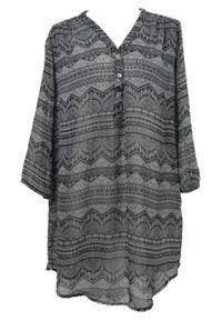 Dámská tmavomodrá vzorovaná šifonová halenková tunika Janina 