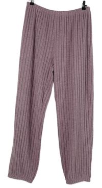 Dámske ružové rebrované úpletové tepláky