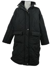 Dámský černý prošívaný šusťákový zateplený kabát Peacocks 