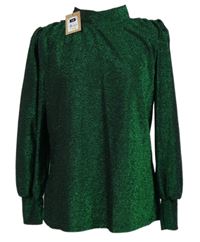 Nové - Dámská zelená třpytivá halenka Gallery 