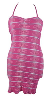 Dámské růžové vzorované pletené minišaty