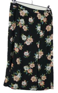 Dámska čierna kvetovaná midi sukňa Atmosphere