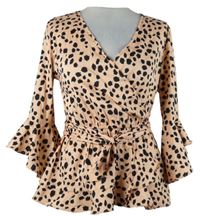 Dámská růžovo-černá vzorovaná peplum halenka s páskem Quiz 