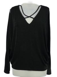 Dámské černé volné triko se zkříženým výstřihem River Island 