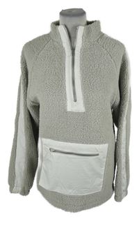 Dámska sivo-biela huňatá oversized bunda Boohoo