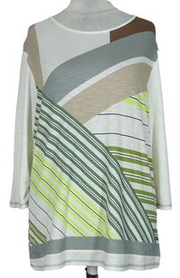 Dámske bielo-zeleno-béžové pruhované tričko Seidel