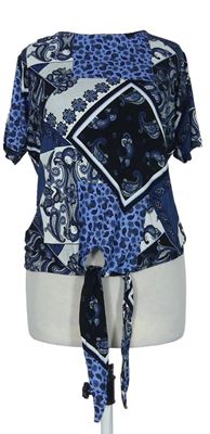 Dámske modro-tmavomodré vzorované tričko s uzlom Select