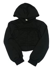 Čierna športová crop mikina s kapucňou zn. Shein