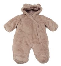 Růžová kožešinová zateplená kombinéza s kapucí Matalan